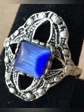 Silver Cocktail Ring Cobalt Blue Handcrafted In Morocco Women’s